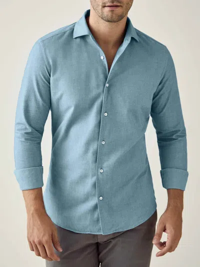 Luca Faloni Brushed Cotton Classic Shirt In Topaz