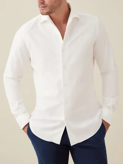 Luca Faloni Brushed Cotton Classic Shirt In White