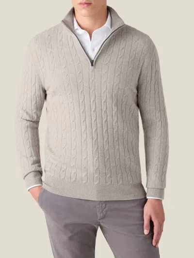 Luca Faloni Cashmere - 2-ply Cable Knit Zip-up In Almond