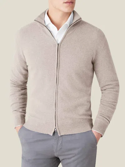 Luca Faloni Cashmere - 2-ply Zip Cardigan In Almond