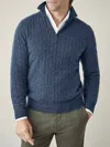 Luca Faloni Cashmere (2-ply) Cable Knit Zip-up In Blue