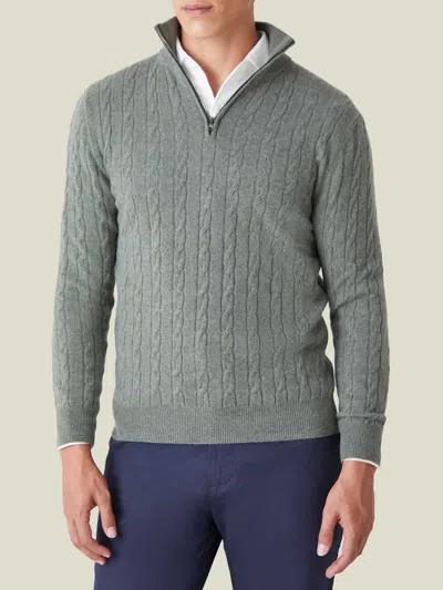 Luca Faloni Cashmere (2-ply) Cable Knit Zip-up In Gray