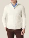 Luca Faloni Cashmere (2-ply) Cable Knit Zip-up In White