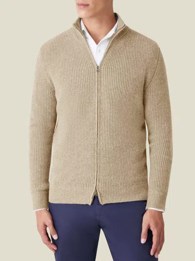 Luca Faloni Zip Cardigan In Camel Beige