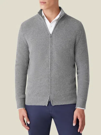 Luca Faloni Cashmere (4-ply) Zip Cardigan In Gray