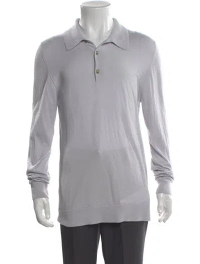 Pre-owned Luca Faloni Cashmere Collar Polo Shirt In Gray