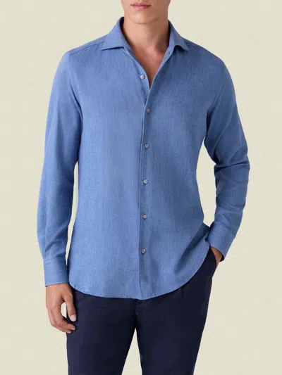 Luca Faloni Cashmere-cotton Classic Shirt In Blue
