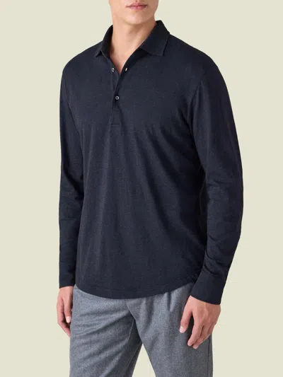 Luca Faloni Cashmere-cotton Polo Shirt In Blue