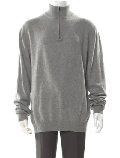 Pre-owned Luca Faloni Cashmere Mock Neck Polo Sweater In Gray