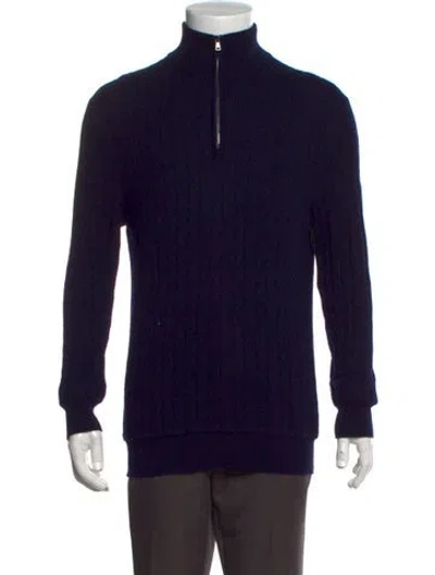 Pre-owned Luca Faloni Cashmere Mock Neck Pullover In Blue