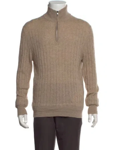 Pre-owned Luca Faloni Cashmere Mock Neck Pullover In Neutrals