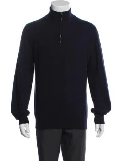 Pre-owned Luca Faloni Cashmere Turtleneck Polo Sweater In Blue