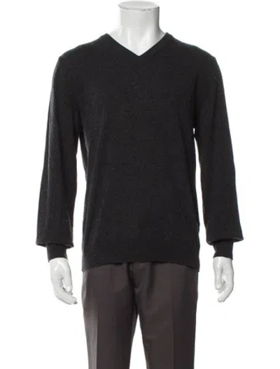 Pre-owned Luca Faloni Cashmere V-neck Pullover In Gray