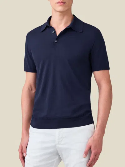 Luca Faloni Cotton Knitted Polo In Navy Blue