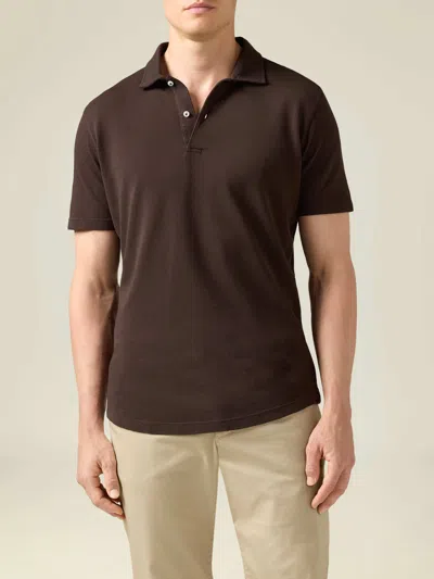 Luca Faloni Cotton Piqué Classic Polo In Brown