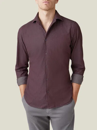 Luca Faloni Denim Classic Shirt In Burgundy