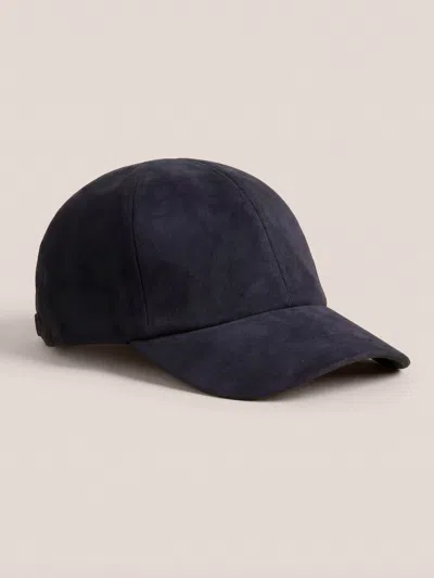Luca Faloni Leather Baseball Cap In Blue