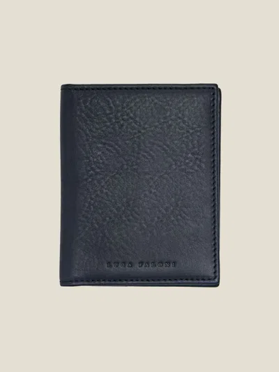 Luca Faloni Leather Bifold Cardholder In Blue