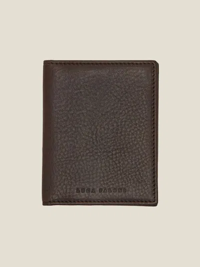 Luca Faloni Leather Bifold Cardholder In Brown