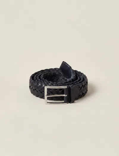 Luca Faloni Leather Western Calf Leather Belt In Blue