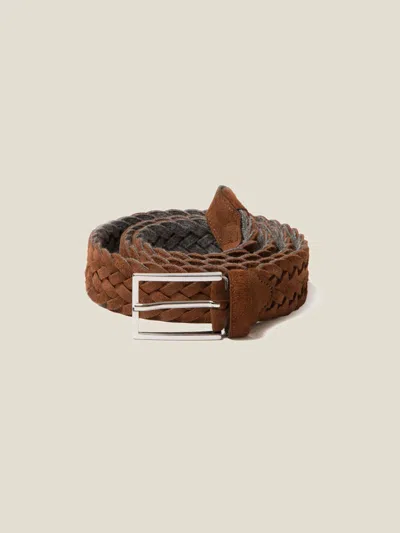 Luca Faloni Leather Woven Belt In Brown