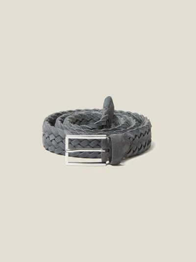 Luca Faloni Leather Woven Belt In Gray