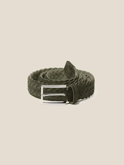 Luca Faloni Leather Woven Belt In Green