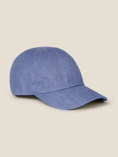 Luca Faloni Linen Baseball Cap In Blue