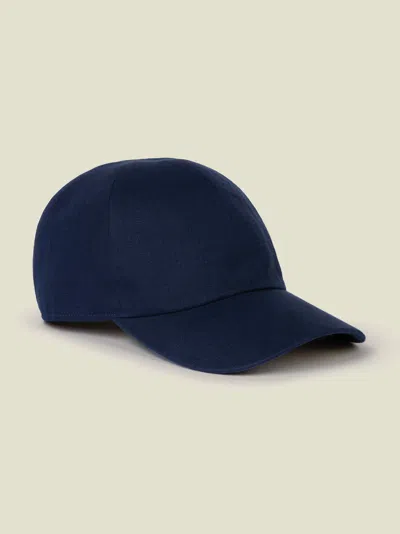 Luca Faloni Linen Baseball Cap In Midnight Blue