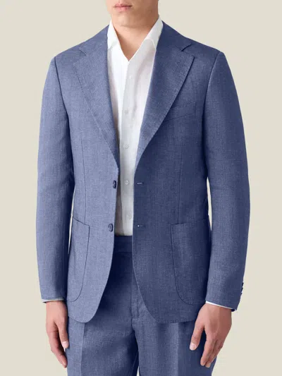 Luca Faloni Linen Blazer In Blue