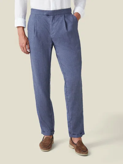 Luca Faloni Linen Elegant Trousers In Blue