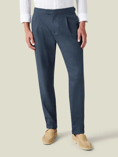 Luca Faloni Linen Elegant Trousers In Blue