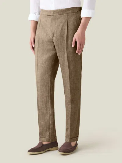 Luca Faloni Linen Elegant Trousers In Brown