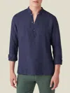 Luca Faloni Linen Forte Shirt In Navy Blue