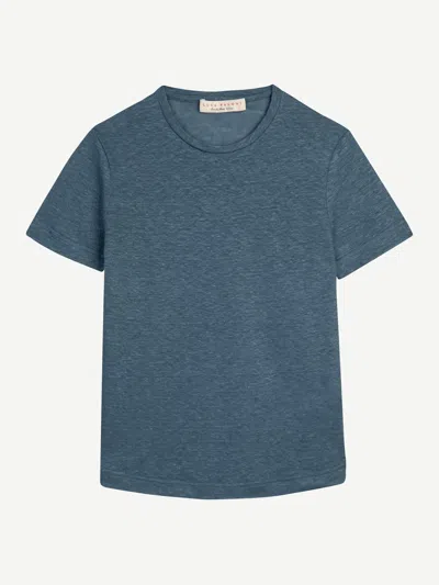 Luca Faloni Linen Jersey Crew Neck In Blue
