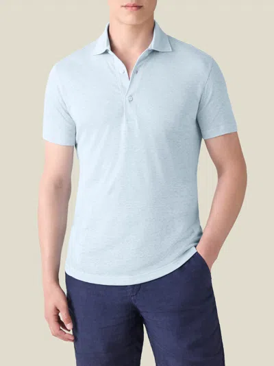 Luca Faloni Linen Jersey Elba Polo In Blue