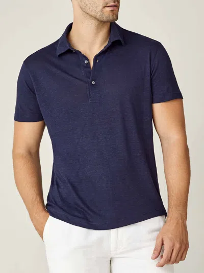 Luca Faloni Linen Jersey Elba Polo In Navy Blue