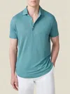 Luca Faloni Linen Jersey Elba Polo In Turquoise