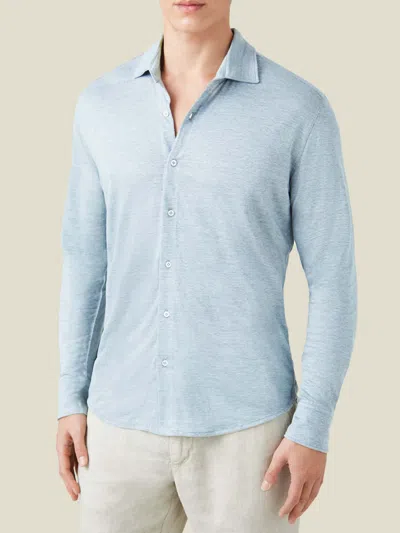 Luca Faloni Linen Jersey Shirt In Light Blue