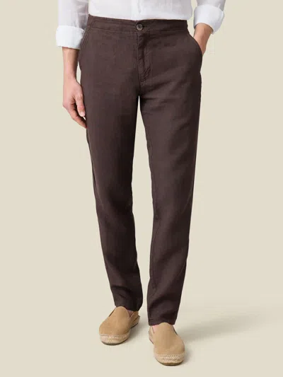 Luca Faloni Linen Lipari Trousers In Brown