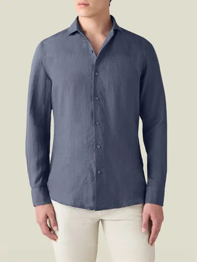 Luca Faloni Linen Portofino Shirt In Blue