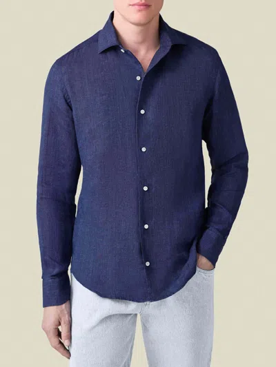 Luca Faloni Linen Portofino Shirt In Blue
