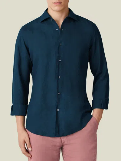 Luca Faloni Linen Portofino Shirt In Blue
