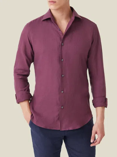 Luca Faloni Linen Portofino Shirt In Burgundy