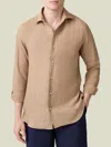 Luca Faloni Linen Portofino Shirt In Caramel Brown