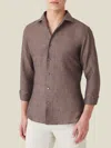 Luca Faloni Linen Portofino Shirt In Chocolate Brown