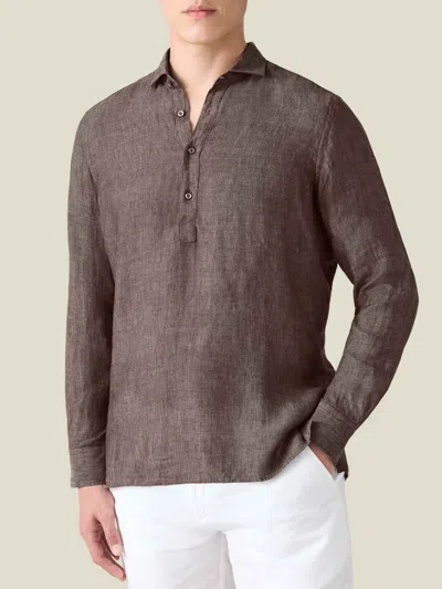 Luca Faloni Linen Ravello Shirt In Brown