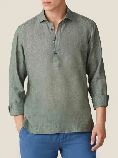 Luca Faloni Linen Ravello Shirt In Safari Green