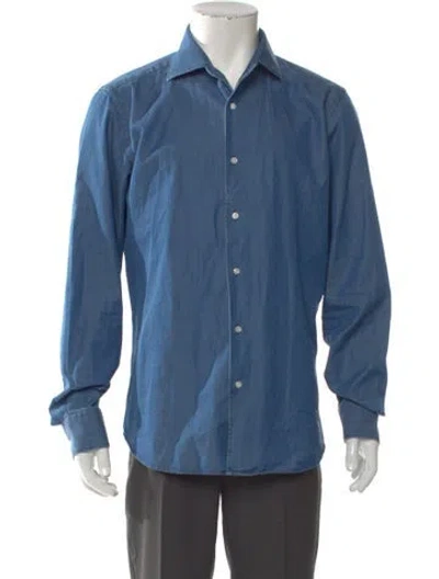 Pre-owned Luca Faloni Long Sleeve Denim Shirt In Blue