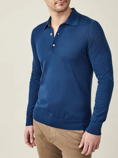 Luca Faloni Knitted Polo Sweater In Atlantic Blue